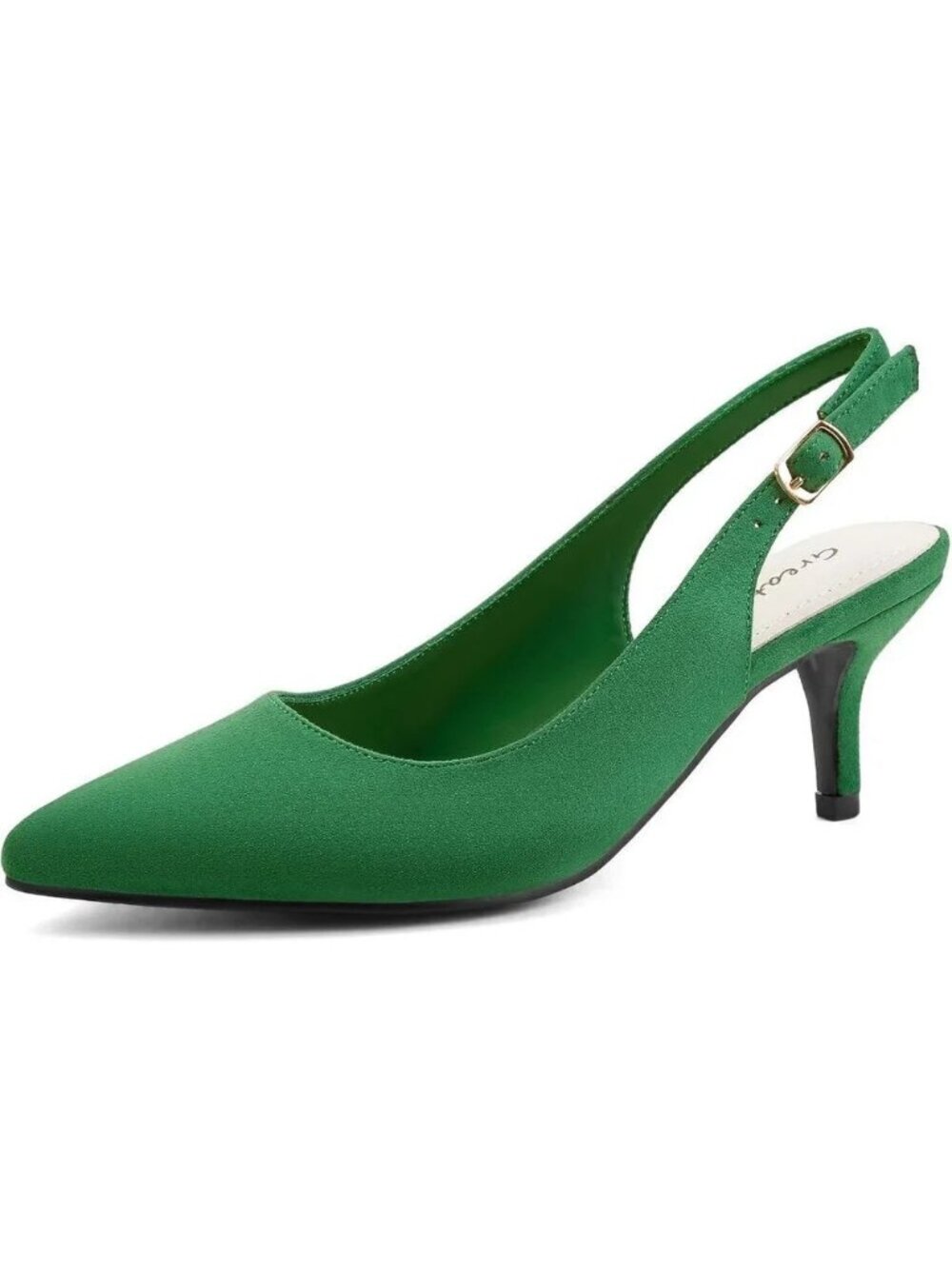Women’s Green Low Heel Pump Closed Pointed Toe Kitten Wedding Party Dress  Shoes